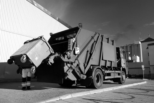 Construction debris being cleared from a site in Fitzrovia